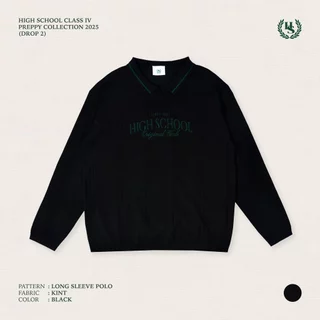 Highschool Preppy Collection 2025 Oversize Knit Long Sleeve Polo เสื้อไหมพรมโปโลแขนยาว - TPB09560