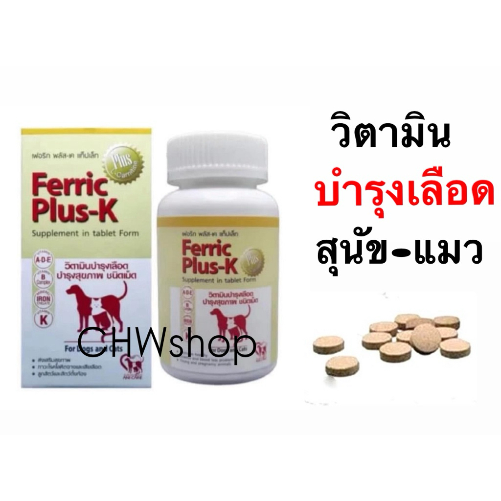 Ferric Plus K อาหารเสริมบำรุงเลือดแบบเม็ด สุนัข-แมว
