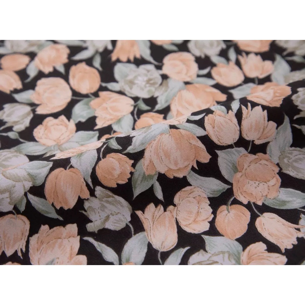 ผ้าคอตตอน 100% คอตตอนทอทวิล ผ้าเมตร ตัดขายเป็นเมตร ผ้าหน้ากว้าง 1.6 เมตร พิมพ์ลายทิวลิป