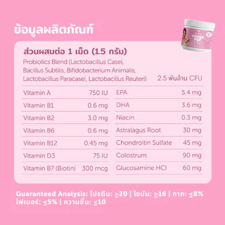 Dr. Shiba Power Pup อาหารเสริมสำหรับลูกสุนัข สูตรนมแพะ มีวิตามิน โพรไบโอติก โคลอสตรัม (น้ำนมเหลือง) 120 กรัม 80 เม็ด