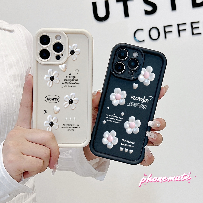 เคส เคส  Samsung A55 A54 A53 A52s A52 A51 A50 A30s A50s A34 เคสนิ่มซิลิโคนเคสโทรศัพท์ภาพดอกไม้เงินกันกระแทก