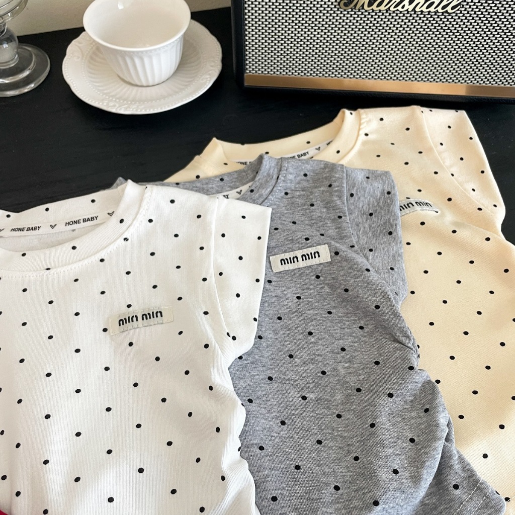 พร้อมส่ง 🇹🇭 เสื้อยืดเด็กผู้หญิง ลายจุด เนื้อผ้าใส่สบาย - รูปที่ 5