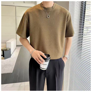 PROMAN เสื้อยืดผู้ชาย ผ้าวาฟเฟิลนุ่ม สไตล์เกาหลี ผ้าคอตตอนแท้ ใส่สบาย ระบายอากาศ ทรงสวย ไซส์ เสื้อสีล้วน M-3XL รับCOD