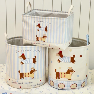 พร้อมส่ง ตะกร้าใส่ผ้า ลายน้องหมา Dashshund น่ารักสุดๆ ใส่ผ้า เก็บของ หรือตกแต่งห้องก็น่ารัก