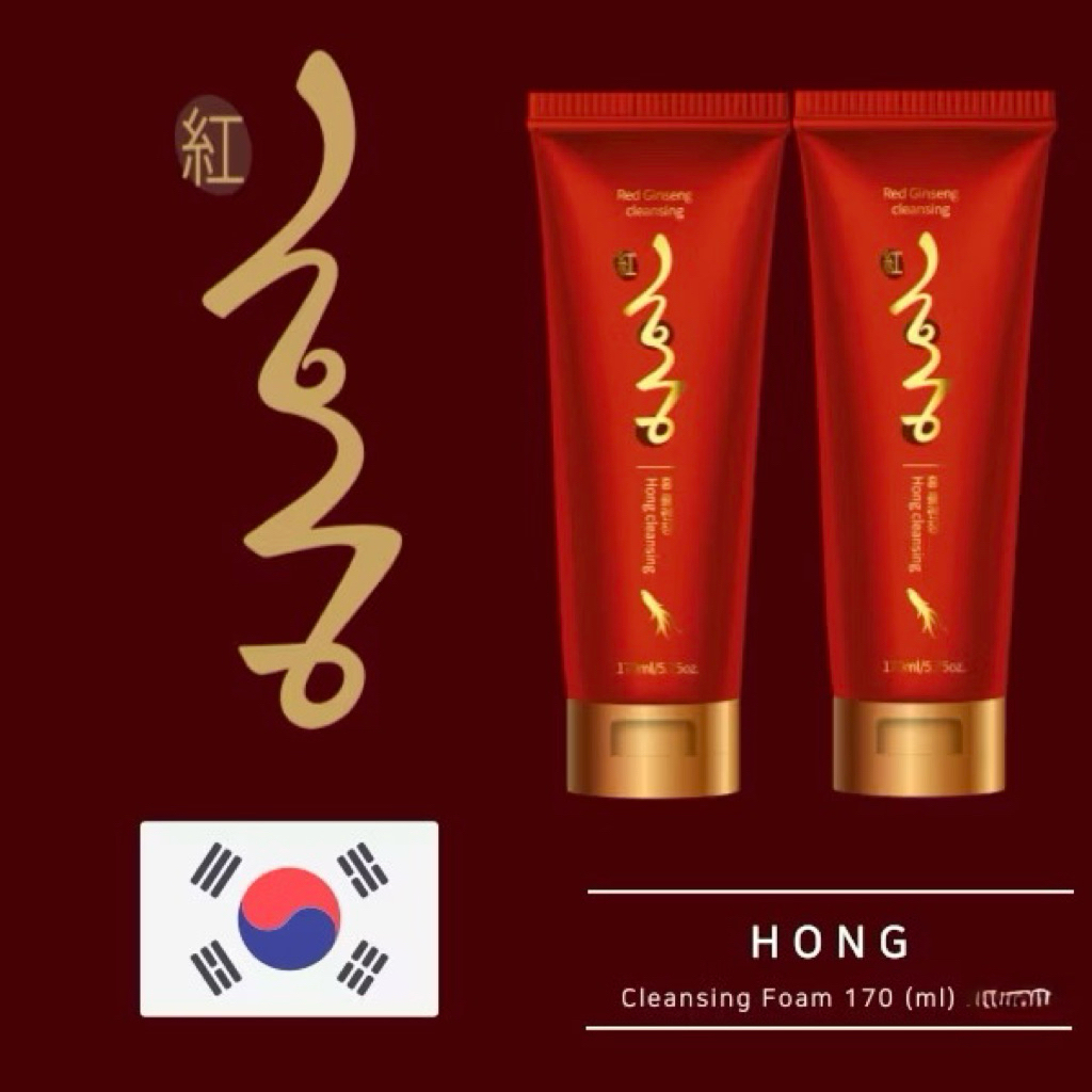 🌟 โฟมล้างหน้าโสมแดง HONG Red Ginseng Cleansing Foam 170ml ของแท้จากเกาหลี 🌟