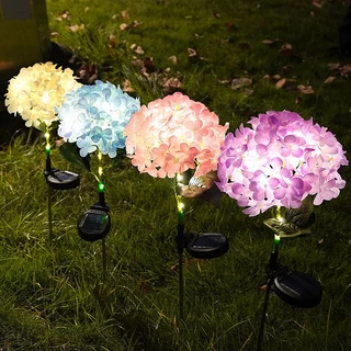 ดอกไฮเดรนเยีย โคมไฟดอกไม้ LED โซล่าเซลล์ ไฟสวน ป้องกันฝนและแสงแดด ไฟตกแต่งสวนและสนามหญ้ากลางแจ้ง