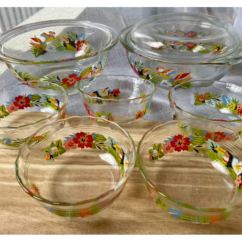😍เซ็ทสุดคุ้ม 🥰หม้ออบ/ชามผสม/ถ้วยแก้วIwaki Pyrex Japan