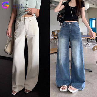 Crush ยีนส์เอวสูง สไตล์เกาหลี! สาวๆต้องมี! ✨ กางเกงขากว้างโค…