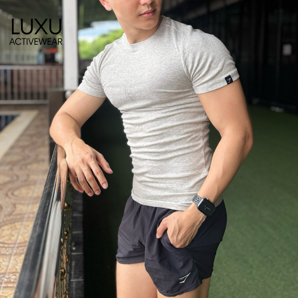 (พร้อมส่ง) GYMSHARK เสื้อยืด Ribbed T-Shirt muscle fit ของแท้ 100%🇺🇸