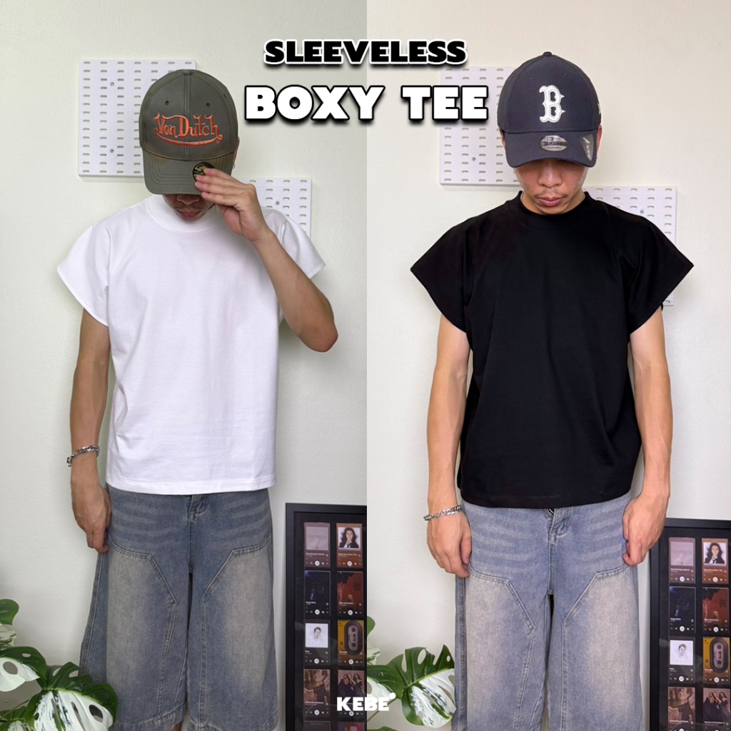 KEBE เสื้อยืดทรง Sleeveless Boxy Tee แขนปีกนก คอฟิต ผ้าคอตตอน no.20 สไตล์วัยรุ่นอเมริกา ใส่ได้ทั้งชายและหญิง
