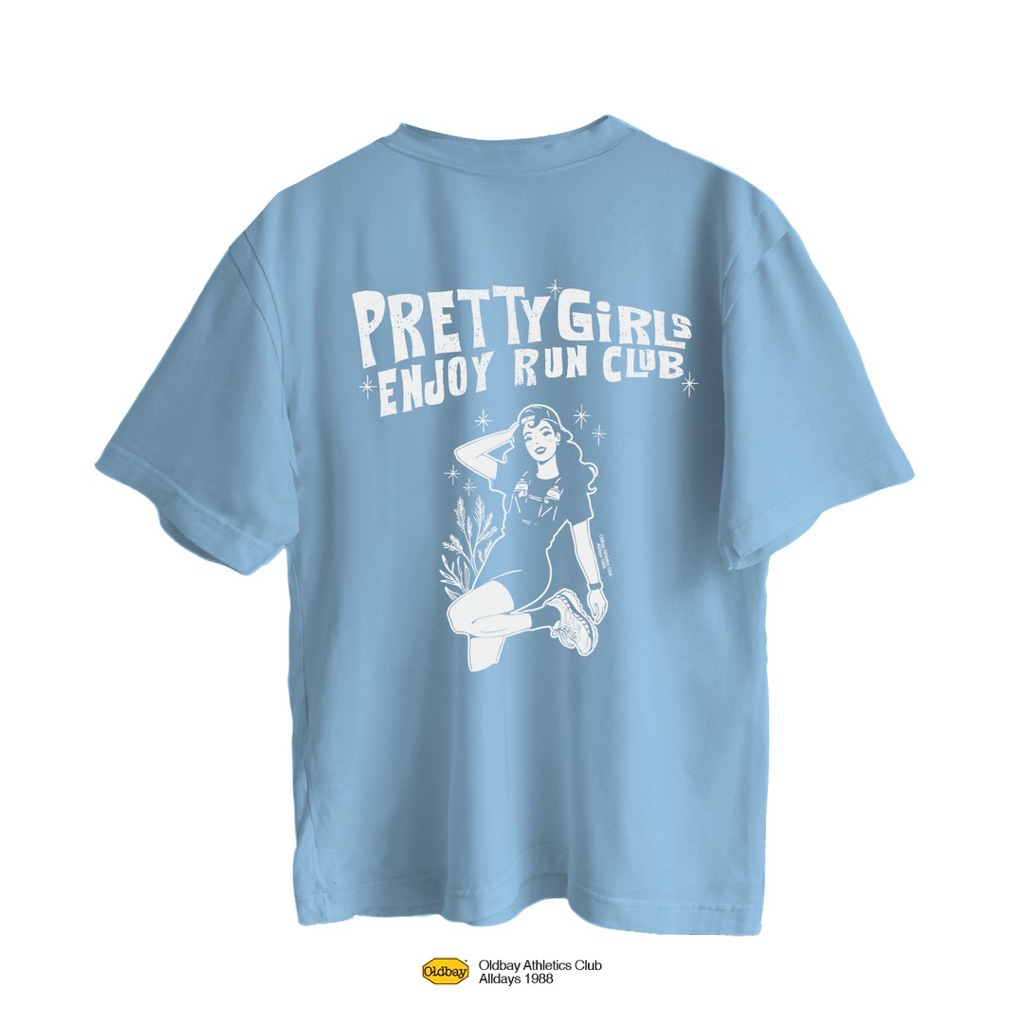 OLDBAY® Oversize Tees " PRETTY GiRL ENJOY RUN CLUB"