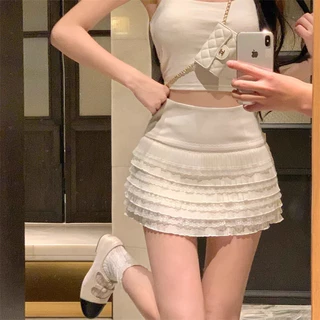 อารมณ์หวานร้อนแรงสาวกระโปรงสั้นจีบลูกไม้หญิงฤดูร้อนออกแบบเพรียวบางพร้อมกางเกงนิรภัยเข้าชุดกระโปรงทรงเอ