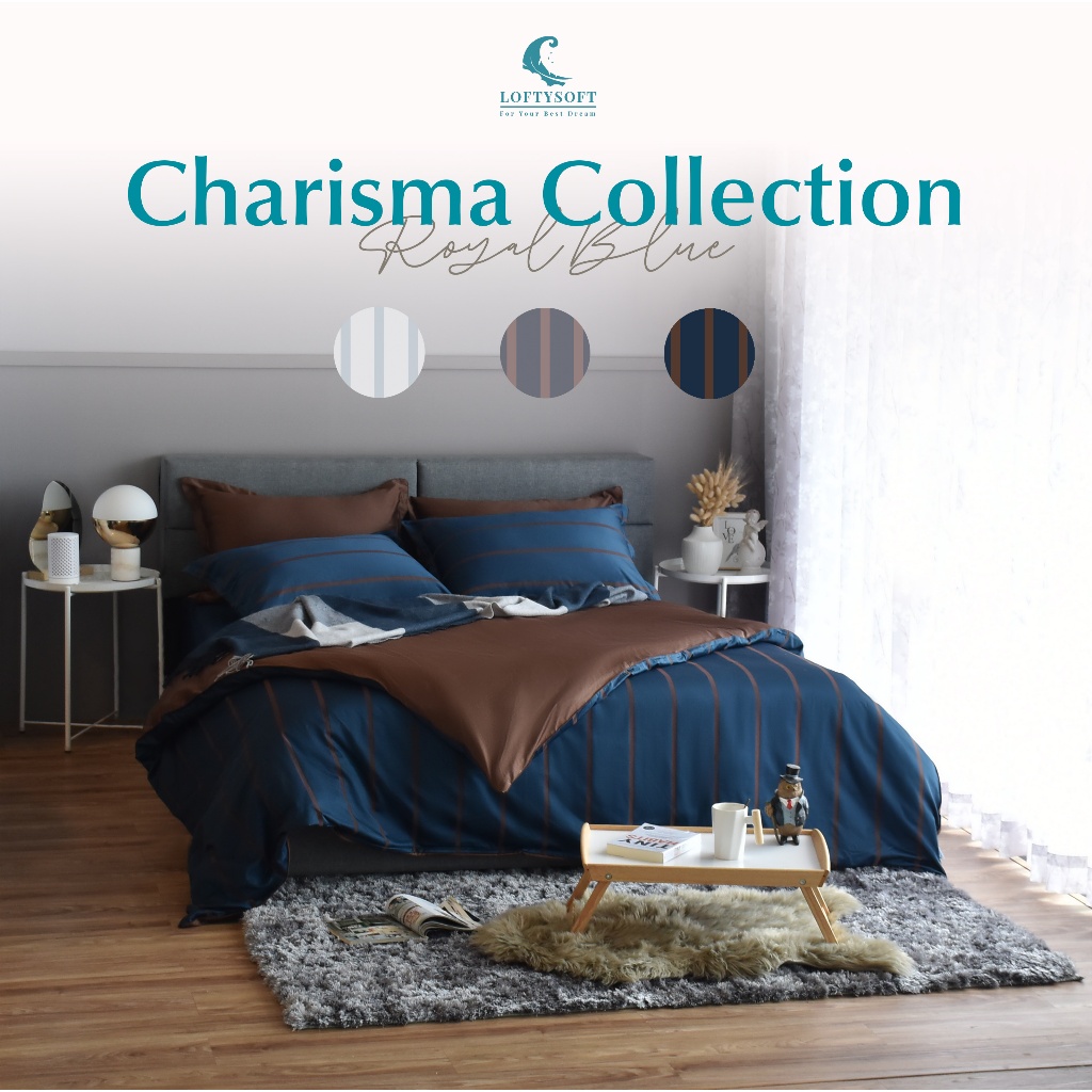 LOFTYSOFT ชุดผ้าปูที่นอน 6ฟุตKING, 5ฟุตQUEEN, 3.5ฟุตSINGLE CottonSilk 550เส้นด้าย Charisma Collection