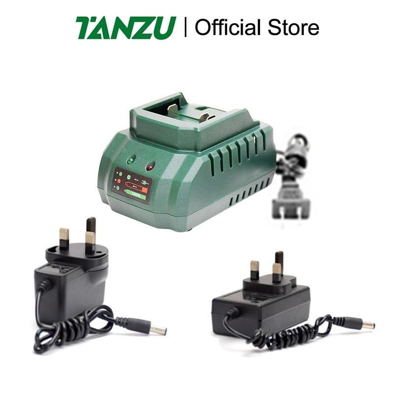 TANZU เครื่องชาร์จแบตเตอรี่ลิเธียม 12V/21V 1A-1.5A EU ปลั๊ก DC 2.0-2.5 มม สำหรับเครื่องมือไฟฟ้า