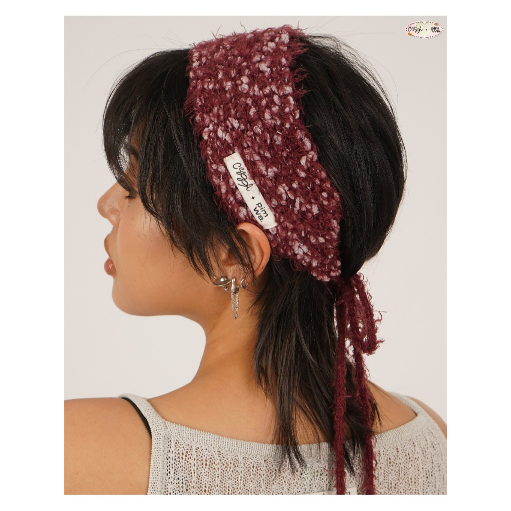 CUPPA - IKURA Hairband (2 สี) Cuppa x Pimwa ผ้าคาดผมไหมพรม ผสมเส้นด้ายพิเศษสองเทกซ์เจอร์ มีสายยาวผูก