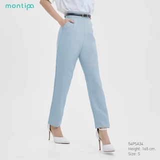 Montipa กางเกงเอวสูง กางเกงทรงสอบ ซิปหลัง ผ้า Iron Free อยูทรง ยับยาก 54PSA34