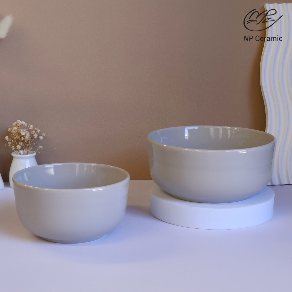 [ลดสูงสุด 80%] NP Ceramic ถ้วยเซรามิค ถ้วยชาม มี 2 ขนาด สีเทา