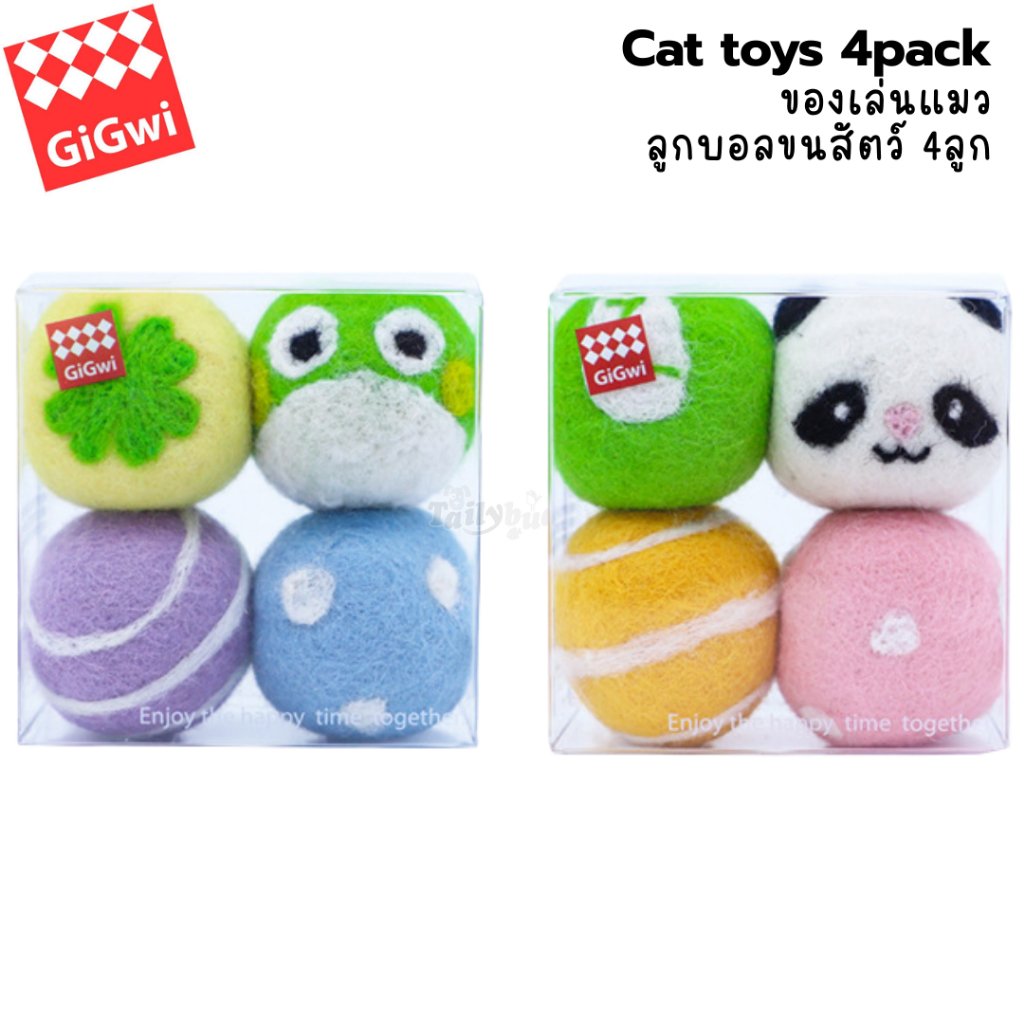 GiGwi Cat Toys ลูกบอลขนแกะ สีสันสดใส ลายสัตว์น่ารัก ของเล่นแมว