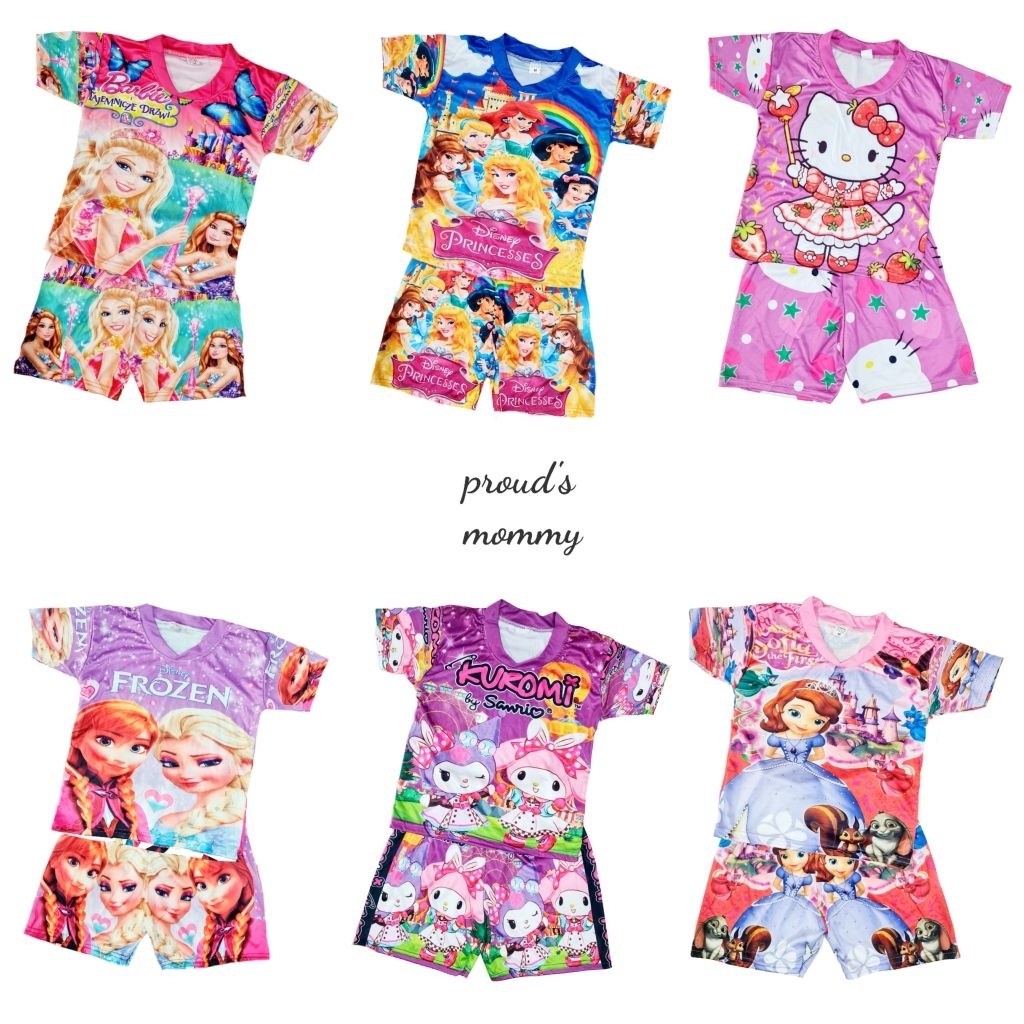 (F2508) ชุดเด็ก ชุดเซ็ท เด็กผู้หญิง ลายการ์ตูนเจ้าหญิงยอดฮิต มีขนาด M (รอบอก 26 นิ้ว) สำหรับเด็ก 2-4 ปี