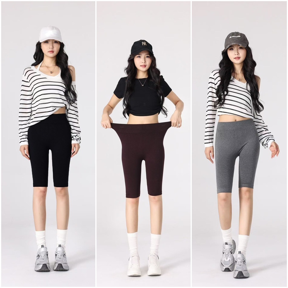 กางเกงเลกกิ้ง ขา5ส่วน เลกกิ้งขาสั้น สีพื้น ผ้าทอ คอตตอนผสมสเปนเด็กซ์  เนื้อผ้านิ่ม ดีไซน์ทรงเข้ารูป p8501#