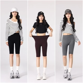 กางเกงเลกกิ้ง 5ส่วน กางเกงเลกกิ้งขาสั้น สีพื้น ผ้าทอ คอตตอนผสมสเปนเด็กซ์  เนื้อผ้านิ่ม ดีไซน์ทรงเข้ารูป p8501#