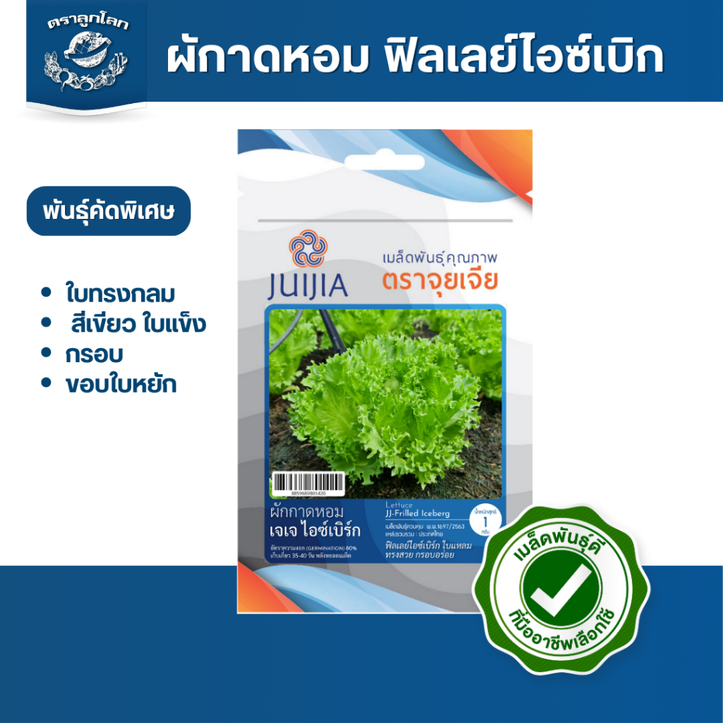 ตราลูกโลก เมล็ดผักกาดหอม ฟิลเลย์ไอซ์เบิก Lettuce เมล็ดพันธุ์ผัก ผักสวนครัว ผักซอง ลูกโลก