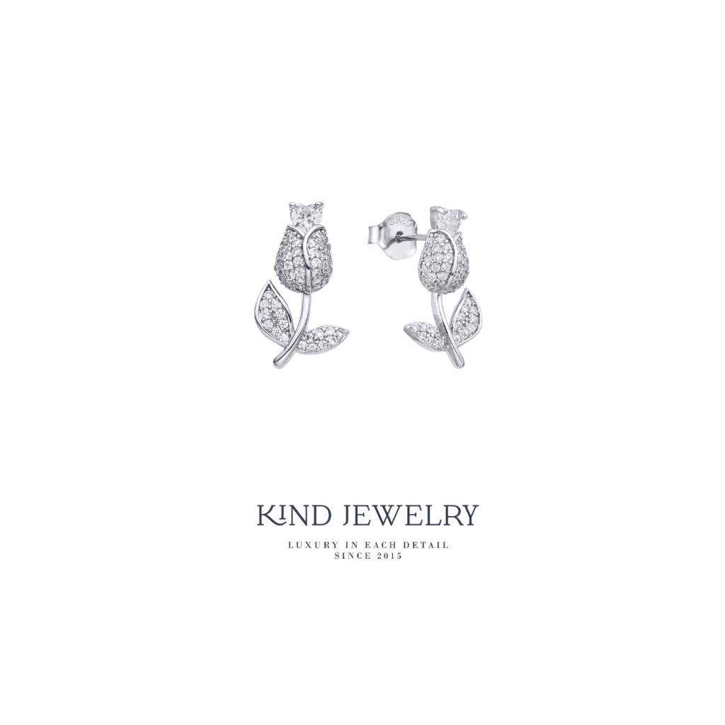 Kind Jewelry ต่างหูดอกไม้ ดอกระฆังแก้ว (Lily of the Valley) Earring