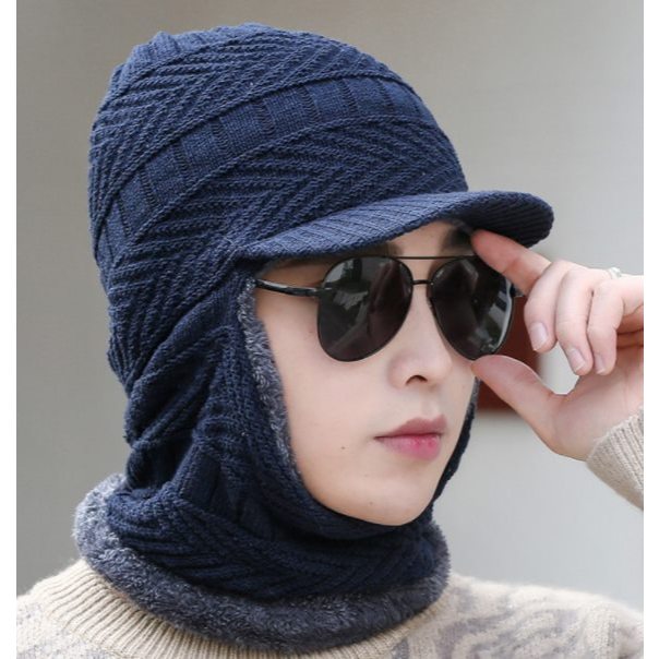 หมวกไหมพรมแบบโม่ง KQ101 มีขนด้านในกันหนาวได้