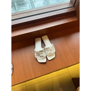 รองเท้าแตะ Allbout.shu รุ่น sarn (สาน) minimal ดีเทลหน้าสาน เรียบสวย everyday shoes พื้นนุ่มฟู ( size 36-45 )