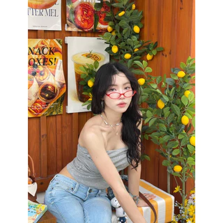 B-314 เสื้อเกาะอกติดเพชรglowytank เพชรใหญ่วิบวับ ฟองน้ำในตัว ผ้านิ่มใส่สบาย