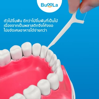 Buoola ไหมขัดฟัน ชนิดด้าม 1 กล่อง 50 ชิ้น ช่วยทำให้ฟันสะอาด ลดคราบพลัคและเศษอาหาร