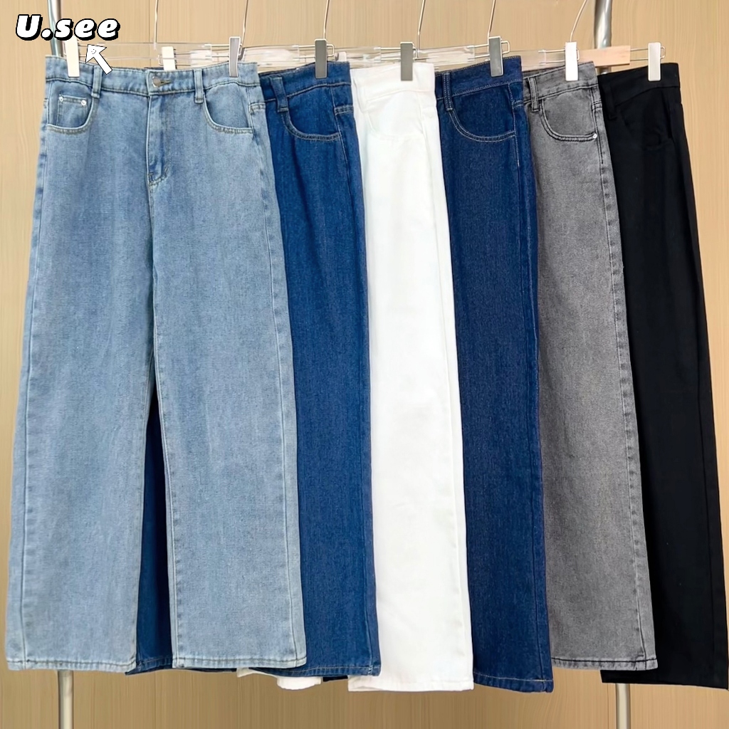 6สี กางเกงผู้หญิง กางเกงยีนส์ เเมชท์ง่าย เรียบง่าย สาวอวบใส่ได้#1141