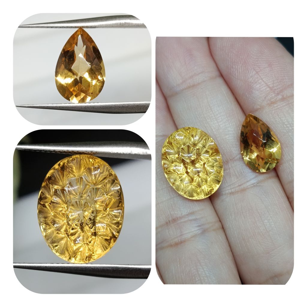 ซิทรินเจียรเหลี่ยมพิเศษสวยๆพลอยแท้ค่ะจากอาฟฟิกา