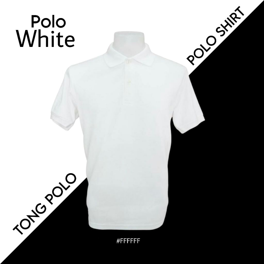 เสื้อโปโล Tong Polo ผ้าTCแท้ เนื้อSupersoft & ExtraCool  สีขาว เกรดพรีเมียม