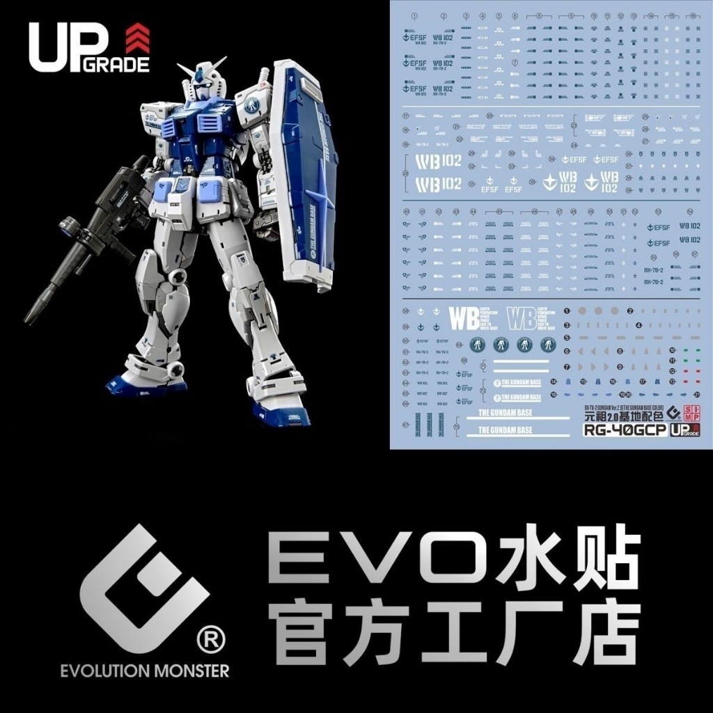 ดีคอลน้ำ DECAL EVO RG 1/144 RX-78-2 Ver 2.0 G-3 premium bandai เรืองแสงแบล็คไลท์