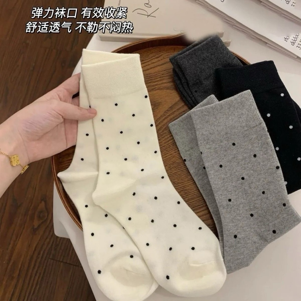 🎀พร้อมส่งจากไทย🎀TA-11ถุงเท้าข้อยาวลายจุด1คู่ ถุงเท้าแฟชั่นสไตล์ญี่ปุ่น - รูปที่ 5