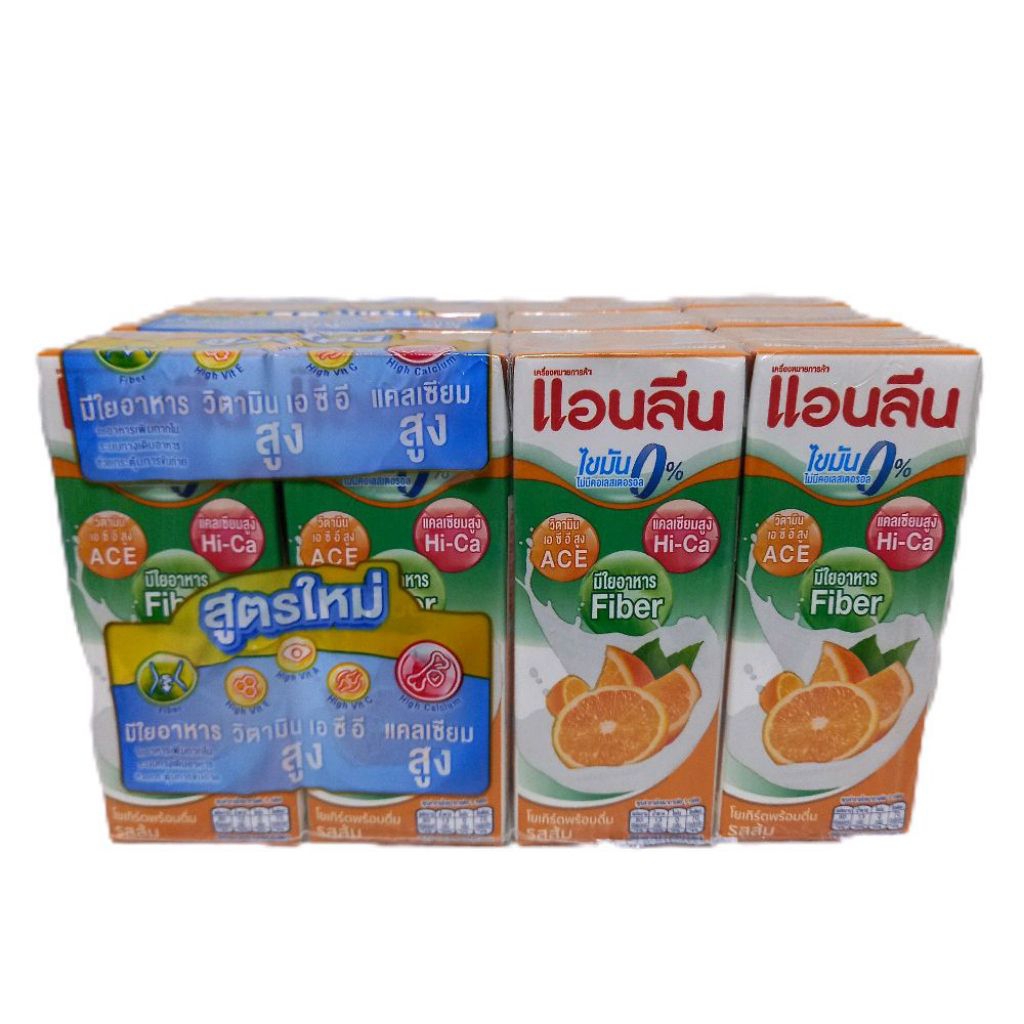 Anlene แอนลีน โยเกิร์ตพร้อมดื่ม UHT รสส้ม ไขมัน0% ปริมาณ180มล.×12กล่อง