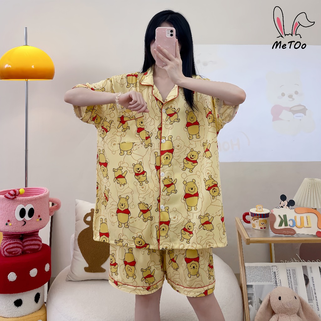 MeToo  ชุดนอนผู้หญิง แขนสั้นขาสั้น งานใส่สบาย ชุดนอนผ้าคอตตอน แขนสั้นขาสั้น ลายมินิมอล ผ้าบางผ้า ชุดนอนคาร์ดิแกน