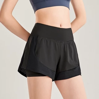 BIGBRACO-HI152 (Plussize S-5XL) กางเกงออกกำลังกายขาสั้น+ซับด้านในตัว กางเกงวิ่งขาสั้น สาวอวบ