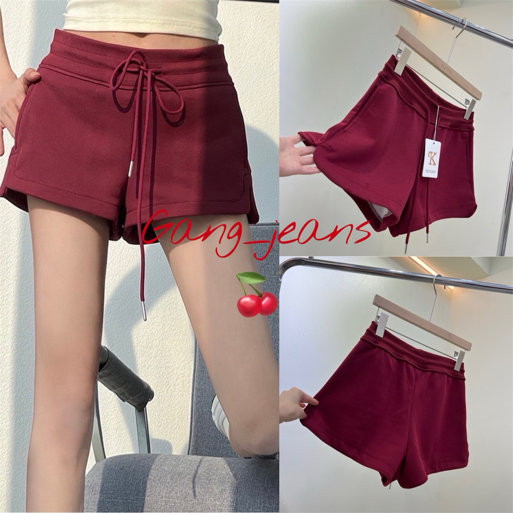 Gang_jeans#613(K)กางเกงขาสั้น สายฝอ สีแดงเชอรรี่ & สีขาว