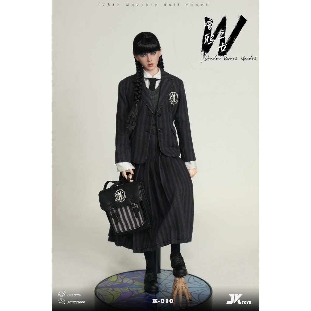 พรีออเดอร์ JKTOYS 1/6 Shadow Raven Maiden Wednesday Cosplay Version Action Figure K-010