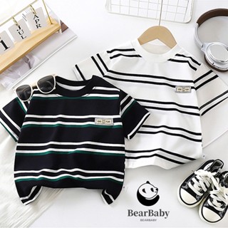 เสื้อยืดลายทางเด็กแขนสั้น เสื้อแขนสั้นเด็ก ลายทาง ผ้าคอตตอน …