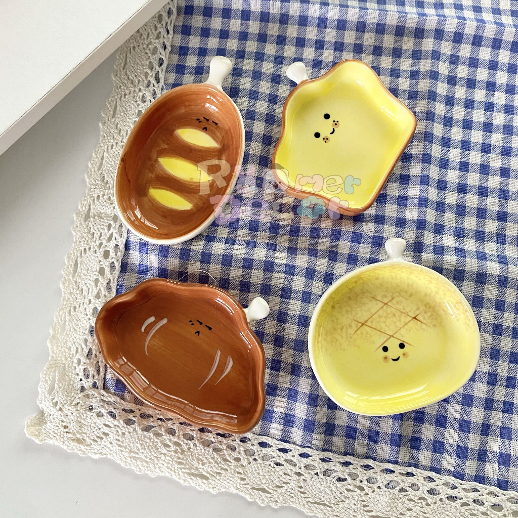 Roomer.Decor [พร้อมส่ง] ถ้วยน้ำจิ้ม ถ้วยน้ำจิ้มเซรามิก ถ้วยน้ำจิ้มน่ารัก ถ้วยน้ำจิ้มรูปขนมปัง สไตล์เกาหลี