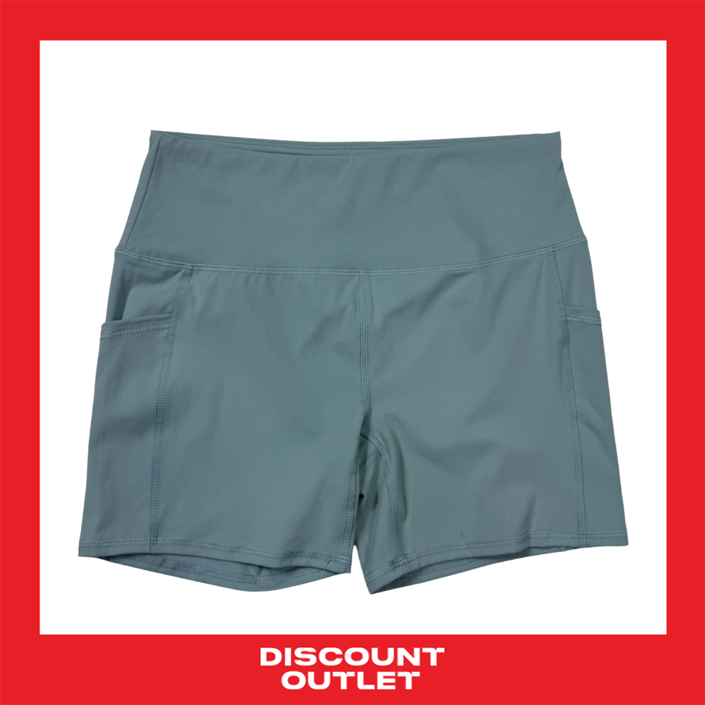 Discount Outlet กางเกงแอโรบิคขาสั้น สีพื้นกระเป๋าข้าง