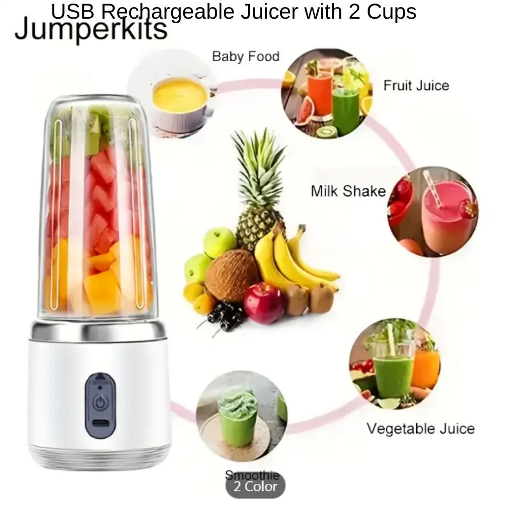 เครื่องปั่นน้ำผักและผลไม้ขนาดพกพาได้USB Rechargeable Juicer with 2 Cups, Blender Fresh Juice Cup wit