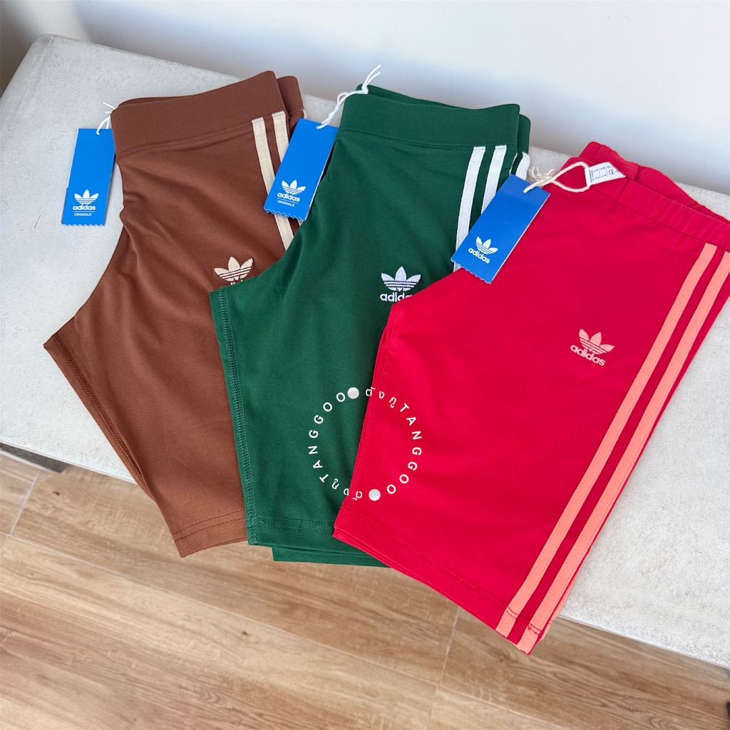 กางเกงไบเกอร์ขาสั้น A.didas Bikers Shorts แท้💯% สีแดงแถบส้ม