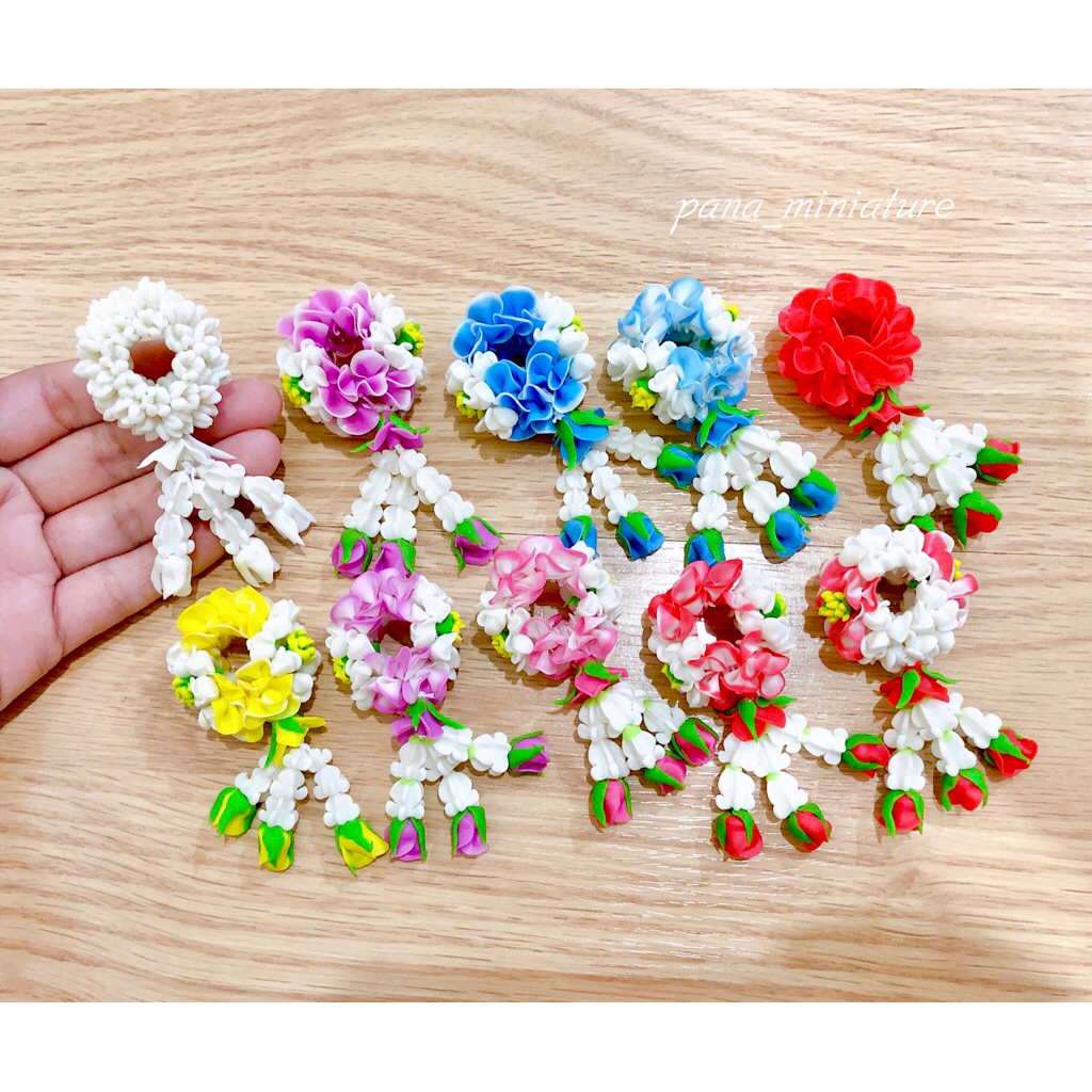 พวงมาลัยดินปั้น พวงมาลัยจิ๋ว ขนาด 7.5-8 cm. ราคา/ชิ้น