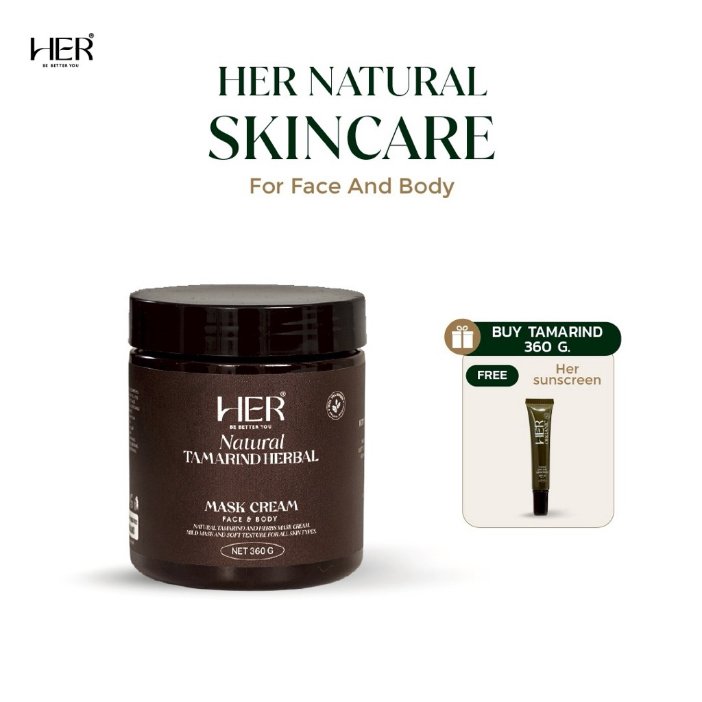 NATURAL TAMARIND HERBAL MASK CREAM  FACE AND BODY 360G & FREE SUNSCREEN
