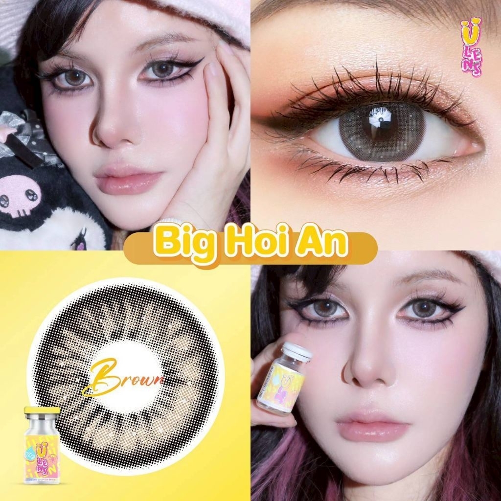 คอนแทคเลนส์ Big HOI AN / Big Hoian มีสี เทา/ตาล Gray/Brown มีค่าสายตา (0.00)-(-10.00) บิ๊กอาย ตาโต ไฮโดรเจล