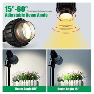E27 LED ไฟปลูกต้นไม้ 12W/24W 4000k/6000k เติบโตหลอดไฟ 15 ° ~ 60 °มุมลำแสงปรับได้ เติบโตโคมไฟด้วยสวิตช์ลวด 4M